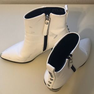 White studded booties